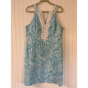 Lilly Pulitzer dress blue & white shell pattern sz 16